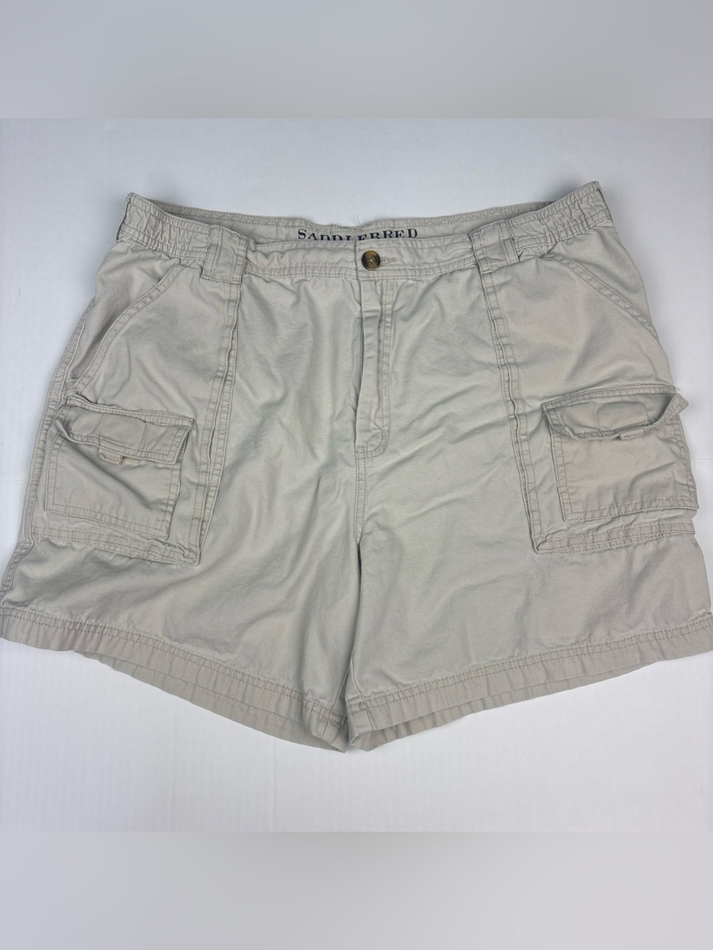 Saddlebred Men Size 40 Shorts Beige Cargo 7in Inseam Cotton Casual Summer Pocket